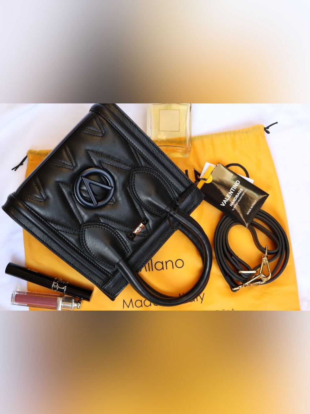 NWT - Valentino by Mario Valentino
Eva Quilted Black Italian Leather Tote